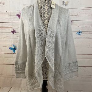 NWT Ann Taylor LOFT Gray Drapy Waterfall Cardigan